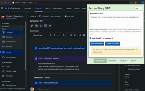 Scrum Story GPT  from Chrome web store to be run with OffiDocs Chromium online