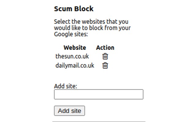 Scum Block  from Chrome web store to be run with OffiDocs Chromium online