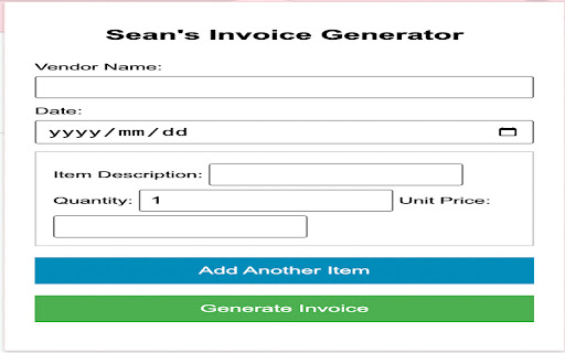 Seans Invoice Generator  from Chrome web store to be run with OffiDocs Chromium online