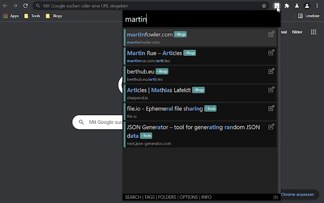 Search Bookmarks, History and Tabs  from Chrome web store to be run with OffiDocs Chromium online