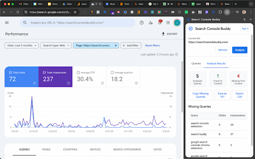Search Console Buddy  from Chrome web store to be run with OffiDocs Chromium online