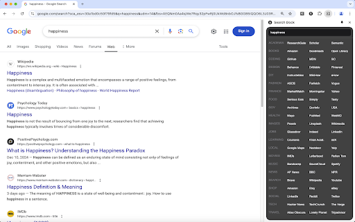 Search Dock  from Chrome web store to be run with OffiDocs Chromium online