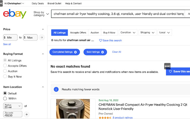 Search Ebay Sold  from Chrome web store to be run with OffiDocs Chromium online