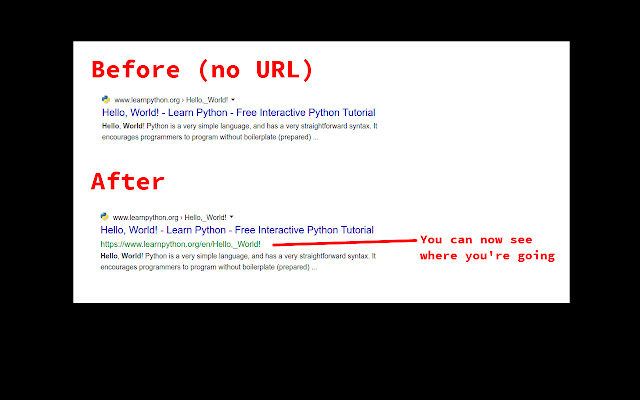 Search Engines: Show Me URLs!  from Chrome web store to be run with OffiDocs Chromium online