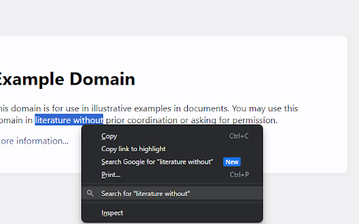 Search for selected text in a new tab  from Chrome web store to be run with OffiDocs Chromium online