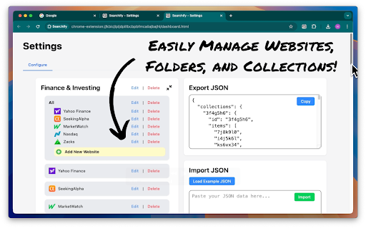 Searchify  from Chrome web store to be run with OffiDocs Chromium online