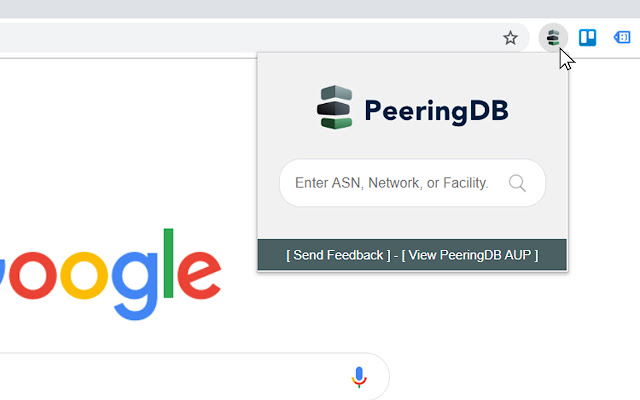 Search in PeeringDB  from Chrome web store to be run with OffiDocs Chromium online