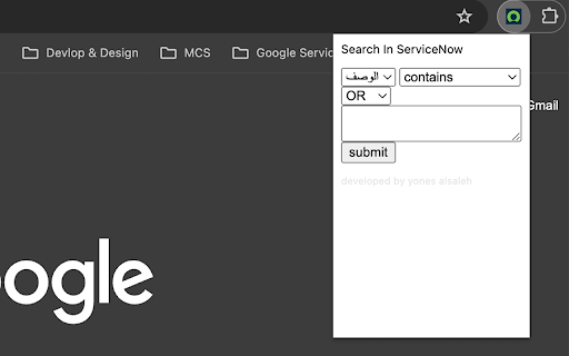 Search in ServiceNow  from Chrome web store to be run with OffiDocs Chromium online