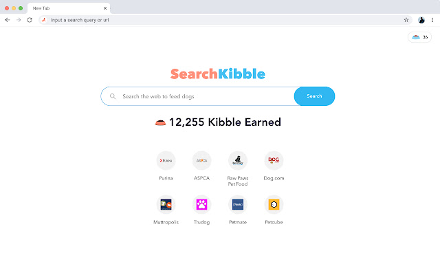 SearchKibble feed dogs with every search  from Chrome web store to be run with OffiDocs Chromium online