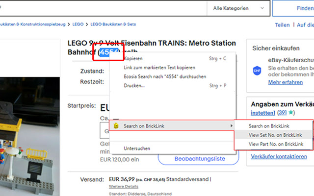 Search on BrickLink  from Chrome web store to be run with OffiDocs Chromium online