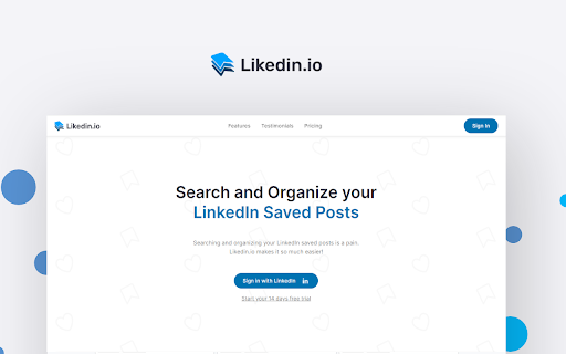 Search  Organize your LinkedIn Saved Posts  from Chrome web store to be run with OffiDocs Chromium online