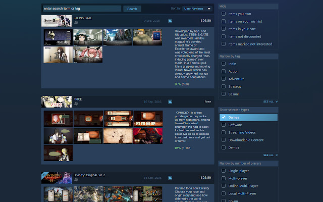 Search Preview for Steam  from Chrome web store to be run with OffiDocs Chromium online