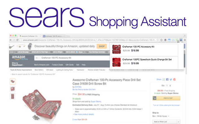 Sears Shopping Assistant  from Chrome web store to be run with OffiDocs Chromium online