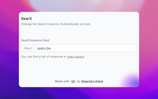 SearX Search Provider  from Chrome web store to be run with OffiDocs Chromium online