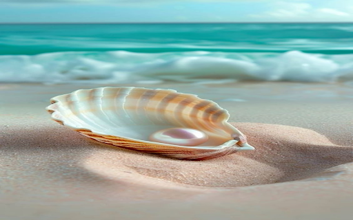 Seashell on the beach wallpaper  from Chrome web store to be run with OffiDocs Chromium online
