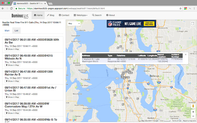 Seattle 911 Dispatch Incidents Monitor  from Chrome web store to be run with OffiDocs Chromium online
