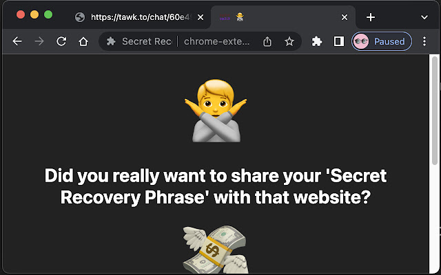 Secret Recovery Phrase Watcher  from Chrome web store to be run with OffiDocs Chromium online