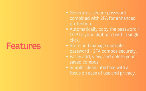 Secure Password + 2FA Generator  from Chrome web store to be run with OffiDocs Chromium online