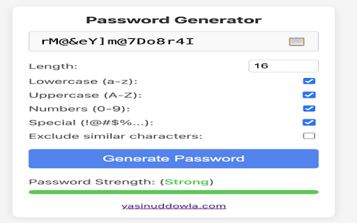 Secure Password Generator  from Chrome web store to be run with OffiDocs Chromium online