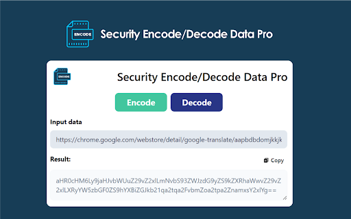 Security Encode/Decode Data Pro  from Chrome web store to be run with OffiDocs Chromium online