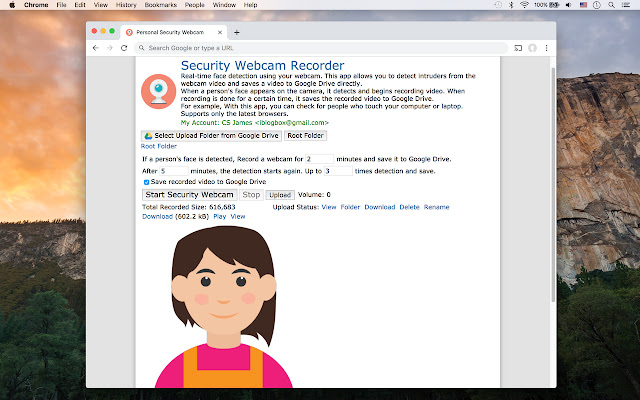Security Webcam Recorder  from Chrome web store to be run with OffiDocs Chromium online