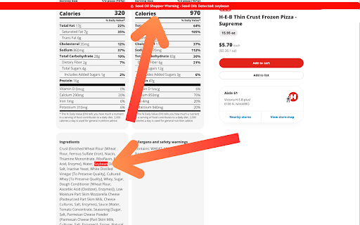 Seed Oil Shopper Warning  from Chrome web store to be run with OffiDocs Chromium online