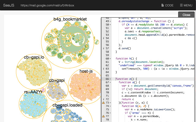 SeeJS  from Chrome web store to be run with OffiDocs Chromium online