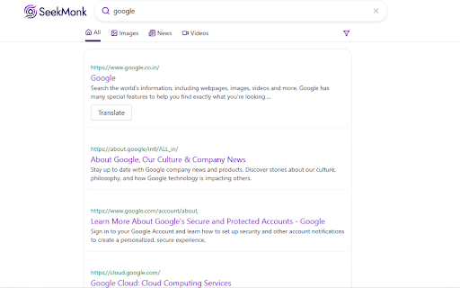SeekMonk Search Engine  from Chrome web store to be run with OffiDocs Chromium online