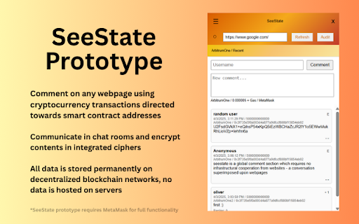 SeeState Prototype  from Chrome web store to be run with OffiDocs Chromium online