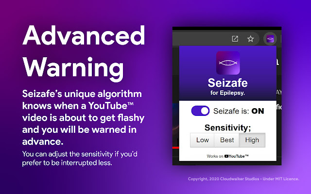 Seizafe Epilepsy Alert for YouTube™  from Chrome web store to be run with OffiDocs Chromium online
