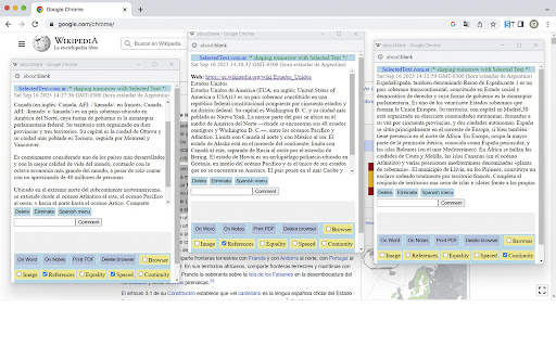 SELECTED TEXT  from Chrome web store to be run with OffiDocs Chromium online