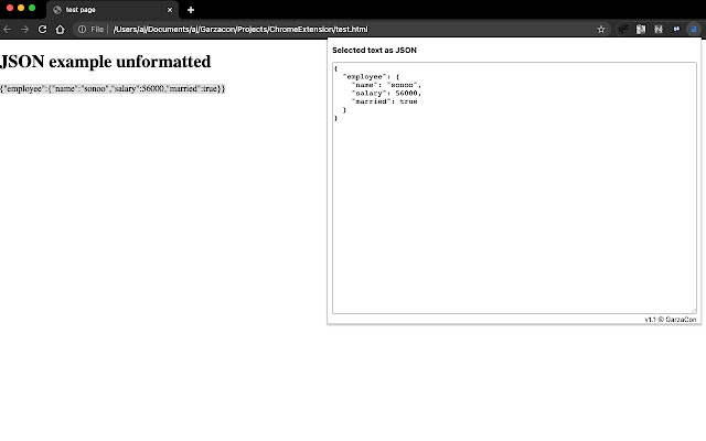 Selected text as JSON  from Chrome web store to be run with OffiDocs Chromium online