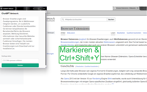 Selected Text to ChatGPT  from Chrome web store to be run with OffiDocs Chromium online