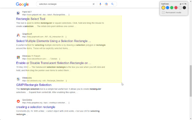 Selection Rectangle Highlighting  from Chrome web store to be run with OffiDocs Chromium online