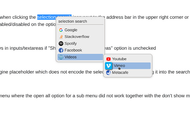 Selection Search  from Chrome web store to be run with OffiDocs Chromium online