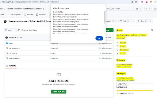 Select  Link Extractor  from Chrome web store to be run with OffiDocs Chromium online