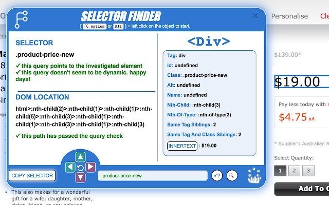 Selector Finder  from Chrome web store to be run with OffiDocs Chromium online