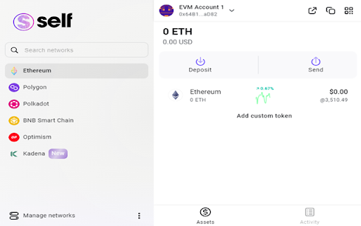 Self Crypto Wallet: ETH, BTC, KDA  more!  from Chrome web store to be run with OffiDocs Chromium online