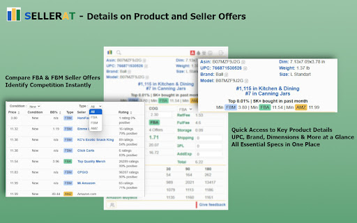 SELLERAT Amazon Product Research Tool for FBA  FBM Sellers  from Chrome web store to be run with OffiDocs Chromium online