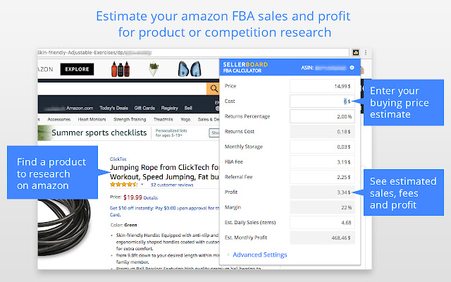 sellerboard Amazon FBA Profit Calculator מחנות האינטרנט של Chrome שיופעל עם OffiDocs Chromium באינטרנט