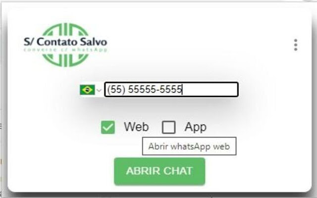 Sem contato salvo Converse no whatsApp  from Chrome web store to be run with OffiDocs Chromium online