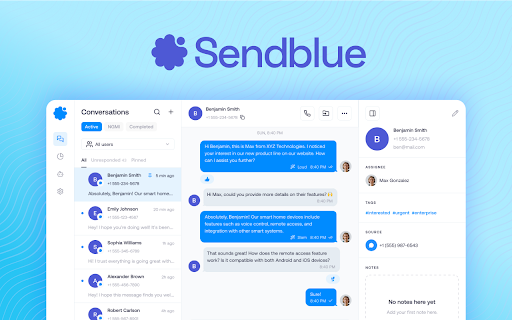 Sendblue Call  from Chrome web store to be run with OffiDocs Chromium online