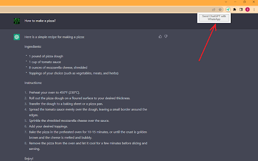 Send ChatGPT with WhatsApp  from Chrome web store to be run with OffiDocs Chromium online