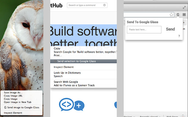 Send to Google Glass™  from Chrome web store to be run with OffiDocs Chromium online