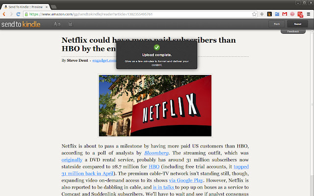 SendToKindle AutoClose  from Chrome web store to be run with OffiDocs Chromium online
