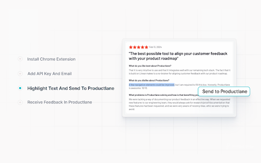Send To Productlane  from Chrome web store to be run with OffiDocs Chromium online