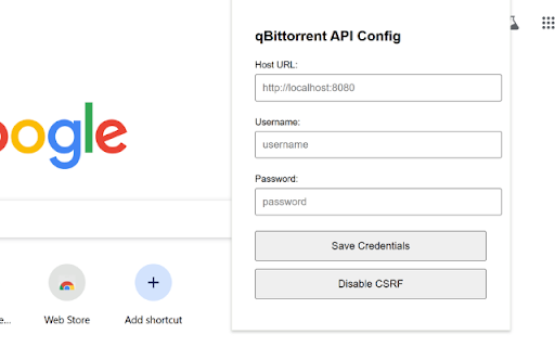Send to qBittorrent  from Chrome web store to be run with OffiDocs Chromium online