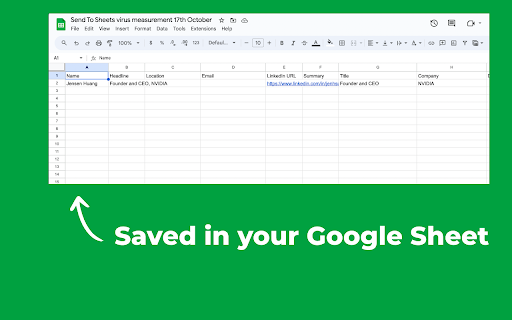 Send to Sheets  from Chrome web store to be run with OffiDocs Chromium online