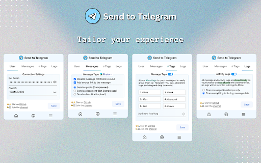 Send to Telegram  from Chrome web store to be run with OffiDocs Chromium online