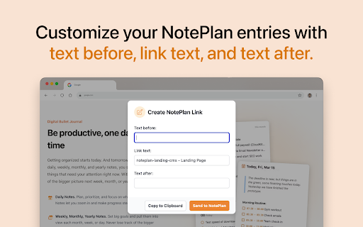 Send URL to NotePlan  from Chrome web store to be run with OffiDocs Chromium online